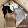Camisola de cuello cuadrado cepillada para otoño e invierno, ropa interior cálida para mujer con almohadilla en el pecho, prenda interior y exterior de una pieza, top básico