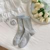 Calcetines sin hueso para mujer, calcetines finos recortados hasta media pantorrilla, estilo lazo ballet, calcetines para mujer, estilo japonés, calcetines de encaje de rizo boca de burbuja