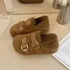 Sapatilhas Mary Jane de couro sem cadarço para mulheres, cobertura total estilo Birkenstock, novidade de outono, confortáveis e fáceis de calçar