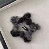 Grampo de cabelo de pelúcia estrela pentagrama florescente de outono e inverno, presilha BB fofa, acessório de cabelo lateral para meninas, grampo de lã lateral