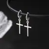 Pendientes de aro de plata de ley S925 con forma de cruz Nalan para hombre y mujer, Pendientes cortos sencillos, Accesorios para orejas elegantes y únicos E7898
