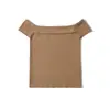 Ins transfronterizo Europa 2026 nuevo estilo temperamento mujer un solo hombro hueco descubierto punto top camiseta de manga corta ajustada