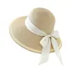 Chapéu de Palha Estilo Japonês Simples Elegante com Tira Tecida de Aba Larga Proteção Solar para Mulheres Verão Casual Versátil Chapéu Balde Proteção Solar Chapéu de Pescador para Férias Viagem