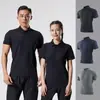 Body Deportivo Camisa Polo con Cuello para Hombre Secado Rápido Elástico de Manga Corta Entrenamiento de Fitness Entrenador Personal Ropa de Trabajo Ropa de Grupo