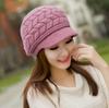 Gorra de Pato Tejida Estilo Coreano para Mujer Otoño e Invierno Gorro de Piel de Conejo con Flecha de Lana Gruesa de Doble Capa Cálido con Protección para las Orejas Envío Directo