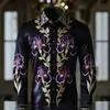 Camisa casual de manga larga de corte holgado con cuello de solapa, talla europea, estampada en 3D para hombre, estilo vintage