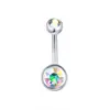 Anillos de ombligo coloridos de acero inoxidable 316 de 10 colores de Amazon, joyería de piercing de ombligo de doble cabeza de circón a la moda