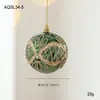 Bola de Navidad Verde Brillante con Polvo Dorado Rosa, Bola Electroplateada de Alta Gama, Patrón Perlado Pintado a Mano, Arreglo de Decoración para Árbol de Navidad