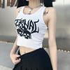 Punk Boate Colete Curto com Barriga de Fora Gótico Europeu e Americano Verão Estampa Sexy Rua Suspensório Roupa Feminina Tendência