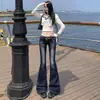 Novo produto!Outono de 2026|Calças boca de sino justas e elásticas sexy estilo retrô vintage americano de cintura baixa