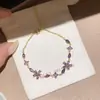 Pulseira Europeia e Americana Transfronteiriça Flor de Zircônia Simples e Fashion, Pulseira de Luxo Leve de Alta Qualidade, Design de Nicho, Acessório de Mão Versátil