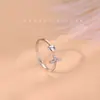 Anillo de Plata de Ley con Cruz y Corazón para Mujer, Diseño de Lujo Ligero de Nicho con Pequeños Diamantes, Anillo Ajustable para Dedo Índice, Moderno y Único