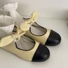 Zapatos Mary Jane de cuero pequeños, elegantes, de estilo francés, con lazo, boca baja, planos, de una sola capa, para mujer, primavera y otoño 2025.