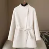 Pequena Quantidade de Roupas 2026 Primavera Novo Estilo Lã de Alpaca Dupla Face Tamanho Grande Casaco Feminino Casual Casaco de Lã com Cinto