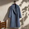 Abrigo de Lana para Mujer, de Longitud Media, Chaqueta de Otoño e Invierno, Casual, Cuello de Traje de Lana Doble Cara, Gabardina de Lana de Alta Gama