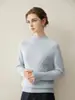Suéter de moda jacquard de cuello medio 100% cachemira para mujer, otoño e invierno, grueso, holgado, versátil, camisa base de punto