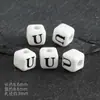 Cuentas Cerámicas Cuadradas de 8 mm con Letras y Agujeros Verticales, Materiales para Manualidades Infantiles, Cuentas Sueltas, Forma de Corazón, 26 Letras, Accesorios para DIY, Pulsera