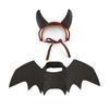 Halloween Animal de Estimação Chifre de Vaca Fantasia Animal de Estimação Dia de Todos os Santos Vestido de Transformação Chifre de Vaca Morcego Conjunto de Duas Peças Vestido de Transformação de Diabo
