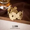 Pulsera de Flor de Mariposa Más Vendida en Europa y América, Diseño Único, Anillo de Brazo Abierto, Joyería Texturizada Simple y Exquisita