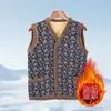 Chaqueta Gruesa Floral con Forro de Polar para Mujeres de Mediana Edad y Mayores, Chaleco Cálido Nuevo para Madres y Abuelas, Chaleco de Algodón para Otoño e Invierno