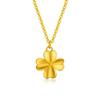 Pingente de Ouro Puro 999 Pingente de Trevo de Quatro Folhas Ouro Duro 3D Colar da Sorte de Trevo de Quatro Folhas Corrente para Clavícula Transmissão ao Vivo Dropshipping