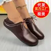 Sapatos Femininos Outono 2026 Retrô Couro Macio Bico Redondo Salto Usável de Duas Formas Decote Baixo Cadarço Solado Macio Cabedal Macio Confortáveis Moda