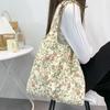 Coreia do Sul Ins Bolsa Floral Bolsa Fina de Algodão Bolsa de Ombro de Grande Capacidade Bolsa Artística Vintage de Veludo Cotelê