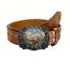 Cinturón Vintage para Hombre Desgastado, Estilo Vaquero del Oeste Americano, Accesorio Personalizado, Hebilla de Placa, Cinturón de Cuero Repujado, Moderno