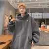Moletom masculino de inverno com capuz e forro de fleece, espessado para aquecimento extra, novo estilo 2026, agasalho pesado moderno para adolescentes