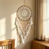 Europeu e americano criativo crochê apanhador de sonhos pena vento sino pendurado entrada casa decoração interior casamento fundo grande pingente
