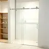 Box de chuveiro linear sem moldura com portas de vidro duplas deslizantes, divisória de banheiro com separação de área seca e molhada, atacado personalizado transfronteiriço