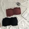 Top Tubinho Tomara que Caia Cor Pura Sem Alças Sem Aro Push-Up Costas Lindas Antiderrapante Anti-Exposição para Estudante de Primavera e Verão