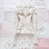 Comercio Exterior Retro Americano Bordado de Letras Otoño e Invierno Cuello de Lana con Capucha Chaqueta Cardigan Suéter Top