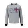 Camiseta de manga larga de algodón puro con estampado de letras cruzadas, estilo callejero americano INS para hombre, diseño de bloques de color, cuello redondo, casual, adecuada para primavera y otoño