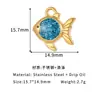 Aço Inoxidável Banhado a Ouro Série Oceano Esmalte Colorido Peixe Dourado Pingente Pulseira Colar Colar DIY Acessórios de Joias