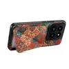 Denior É Adequado para Xiaomi 14Pro Porta-Cartão Floral de Cortiça Capa de Couro 13Ultra Carteira Suporte Capa de Celular Anti-Queda