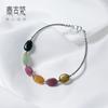 Plata S925 con turmalina con cadena extendida joyería de mano para mujer pulsera de cristal hecha a mano DIY al por mayor C0015