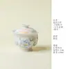 Conjunto de chá de viagem gaiwan de peônia pintado à mão, alto valor estético, uma chaleira e duas xícaras, presente requintado para mulheres darem às suas namoradas