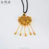 Loja de ouro com areia de ouro tamanho pequeno de ouro filigranas grandes filho de uma criança estudantes pingente de borla fechadura dragão e fênix bolsa colar corrente de clavícula feminina atacado