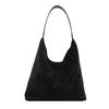 Bolso Tote Retro Color Sólido Gamuza Casual Bolso de Hombro Costura Simple Texturizado Viajero Gran Capacidad Debajo del Brazo Bolso de Mujer