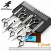Tijeras de Tornillo Nepperson Negras de Alta Calidad de 7.0 pulgadas, Juego de 4 Piezas, 3 Piezas, 5 Piezas para Peluquería de Mascotas, Tijeras Rectas, Set de Espina de Pescado