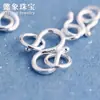 Hebilla de Plata S925 Material Hecho a Mano Hebilla de Anillo Doble Hebilla Conectora para Collar Pulsera Hebilla Lisa de Plata Hebilla en S Hebilla para Cuerda de Mano