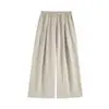 Calça Larga Feminina Verão 2026 Novo Estilo Strass Tencel Linho Perna Larga Yamamoto Reta Casual Calça Longa com Strass para Mulheres