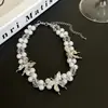Collar de Mariposa Bioquímica de Doble Capa con Perlas para Chica Dulce Fresca Atrevida Cadena para Clavícula de Lujo Ligero de Nicho para Mujer Tendencia