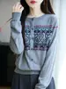 Cardigan de Punto Redondo Retro Otoño Temprano 2026 Nuevo de Manga Larga para Mujer Jacquard Hilo Fino Holgado Versátil Elegante Top