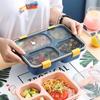 Caja de almuerzo para calentar en microondas de grado alimenticio, caja de almuerzo portátil para estudiantes con tapa, compartimento para mantener la frescura, caja de almuerzo con tapa