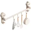 Estante Colgador de Ganchos para Cocina, Barra Colgante con Ventosa sin Taladro, Estante de Ganchos Montado en la Pared para Espátulas, Estante de Almacenamiento para Cucharas