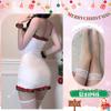 Noche Dorada Lencería Sexy Uniforme Blanco de Navidad Estilo Deseo Puro Vestido Bodycon Calado Juego de Roles Qqny Linda Criada