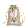 Bolsa con cordón de lino exclusiva transfronteriza bolsa de regalo de Pascua patrón de conejo bolsa con cordón de Pascua personalización
