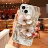 Aplicável à capa de celular Apple 18pro 17PROMA pétalas brancas capa protetora de TPU IP16PRO flor de cerejeira peônia